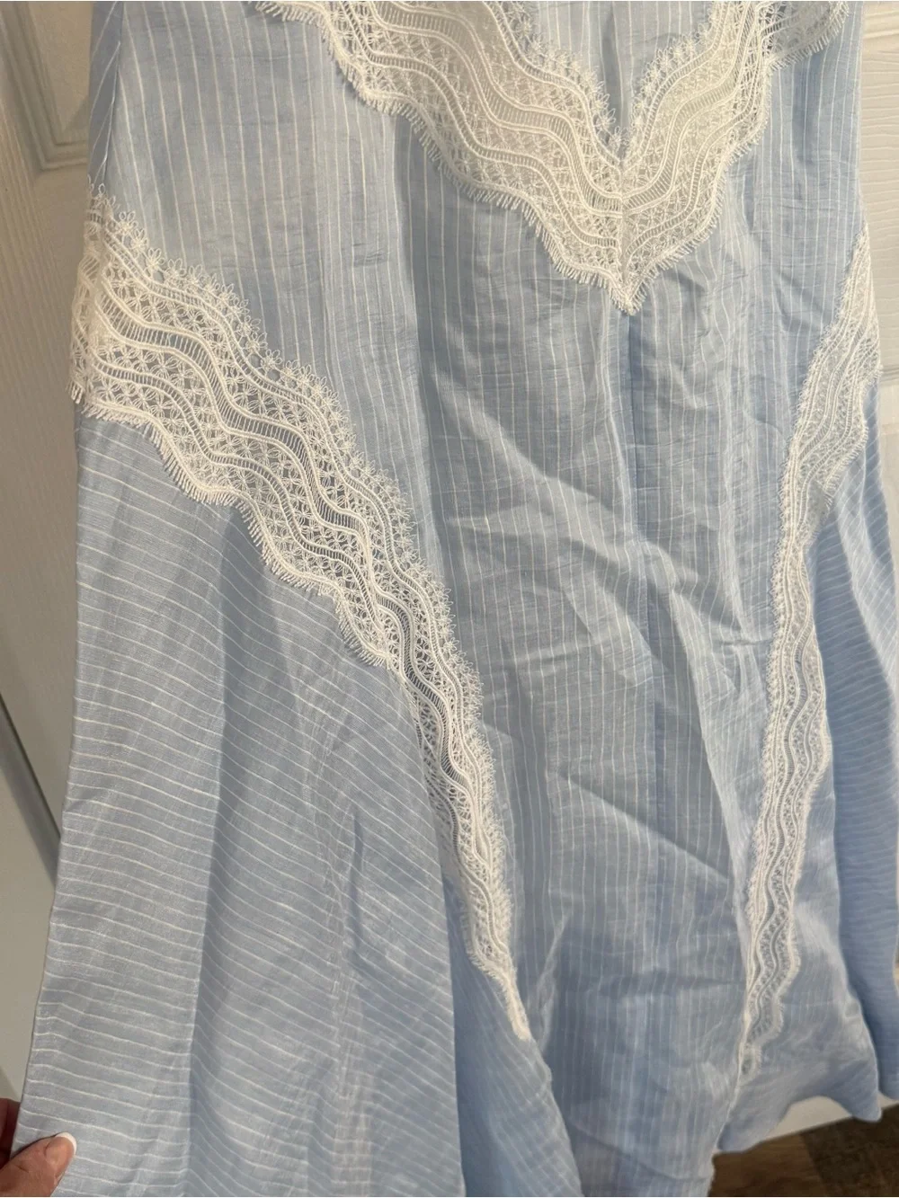 Sandro lace striped linen blend maxi dress • new sizes 6 or 8 - Picture 9 of 10